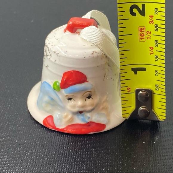 Vintage Porcelain Santa Bell Seasons Greetings Ornament Bell Made In Jap… - Picture 5 of 7